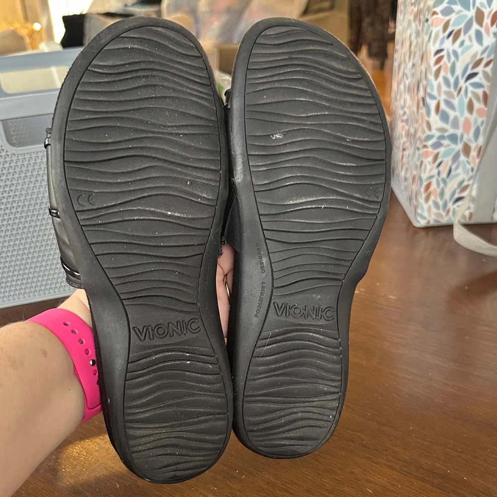 Vionic Black Slide Sandals with Bow Accent - Picture 6 of 6